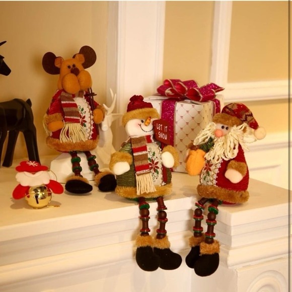 Sumind 3-Piece Christmas Santa Claus, Snowman & Reindeer Ornament Set - Long Leg - Picture 5 of 6